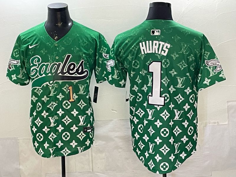 Men 2026 Philadelphia Eagles #1 Hurts Green Nike Limited NFL Jersey style 0003